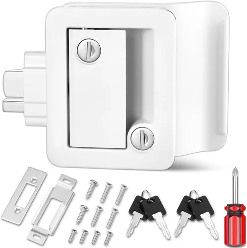 Miniatura 9 de Cerradura de puerta de entrada para RV, 100% cerradura de metal para caravana, pestillo de puerta para remolque de viaje, kit de reemplazo