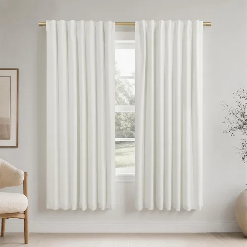 Miniatura 98 de KOUFALL - Cortinas de medio estilo francés de lino para ventana, juego de 2 cortinas cortas de 40 pulgadas de longitud, para privacidad, cortinas