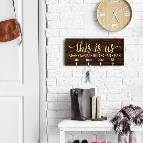 Miniatura 5 de Llavero personalizado para pared, colgador de llaves personalizado con apellido 12 diseños, 8 opciones de fondo Regalos de inauguración