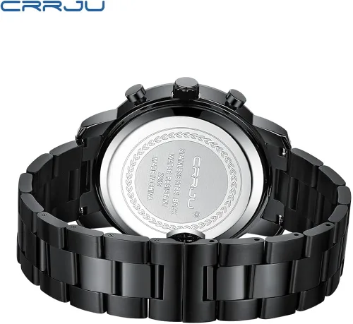 Miniatura 4 de CRRJU Relojes para hombres de lujo de acero inoxidable impermeable calendario cronógrafo analógico cuarzo relojes de pulsera