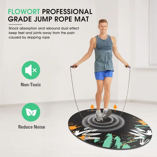 Miniatura 2 de Cheete Tapete para Saltar la Cuerda Tapete Grande de Goma para Ejercicio Interior Exterior Tapete Absorbente de Impactos Antideslizante Diseño Verde