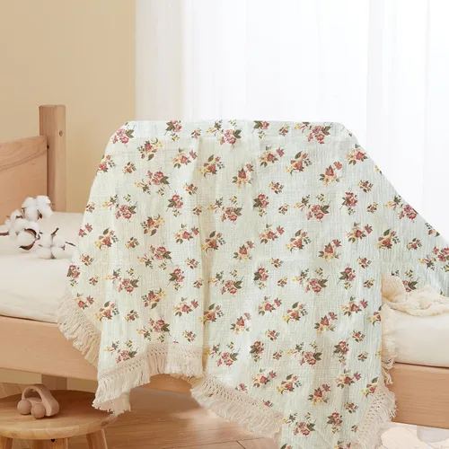 Miniatura 6 de Manta de muselina de algodón Insular con borla, manta de muselina boho bohemia para bebé, manta de recepción con fleco, manta para guardería