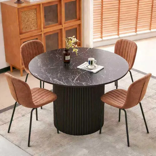 Miniatura 17 de Juego de Mesa de Comedor Redonda de 37 Pulgadas para 4, Moderno Juego de Café de Cocina de Círculo Pequeño para Apartamento, Sala de Estar, Oficina