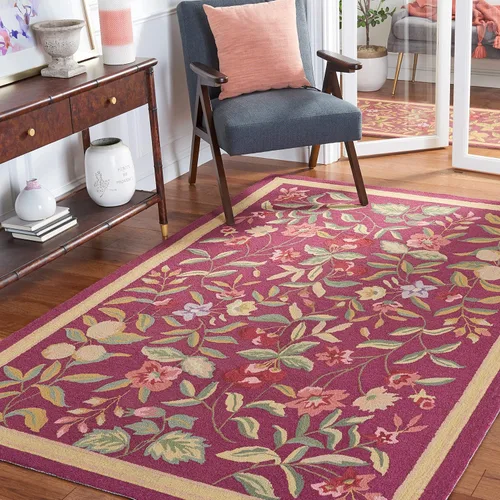 Miniatura 10 de SAFAVIEH Chelsea Collection - Alfombra decorativa de 1 pies 8 pulgadas x 2 pies 6 pulgadas, color negro, lana de campo francesa enganchada a mano