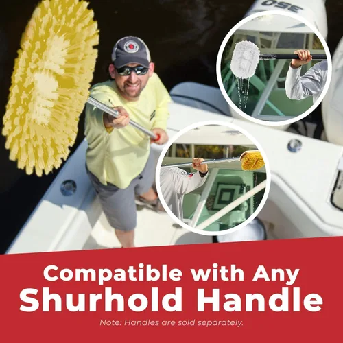Miniatura 6 de Shurhold Classic 10” Stiff Bristle Deck Brush – Boat Cleaning Brush with Wood Block, Rubber Bumper & Polypropylene Bristles