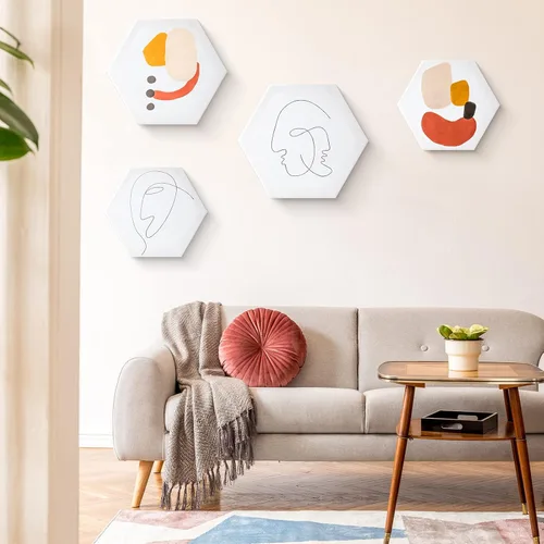 Miniatura 5 de Thenshop 24 piezas de lienzos estirados para pintar tablero de lienzo en blanco a granel, marco cuadrado redondo hexagonal en forma de corazón