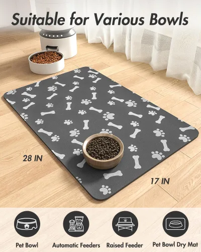 Miniatura 8 de MontVoo Tapete de comida para perros, tapete de alimentación de mascotas para alimentos y agua, dispensador sin manchas, de secado rápido, tapete
