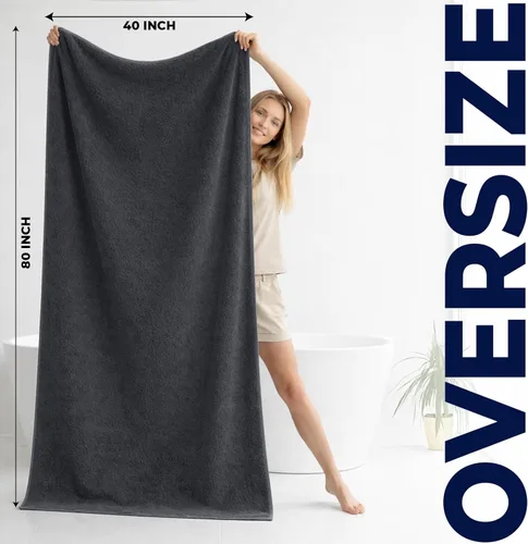 Miniatura 233 de DAN RIVER Paquete de 2 sábanas de baño de 35x70 pulgadas, sábanas de baño jumbo acanaladas para adultos, toallas grandes gruesas y absorbentes