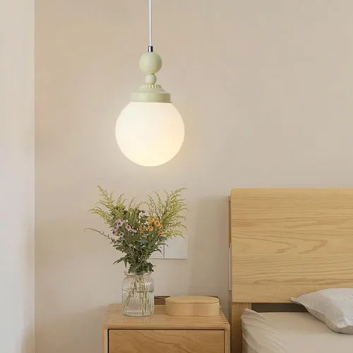 Miniatura 6 de Lámpara colgante de cristal con forma de globo crema, iluminación moderna para isla de cocina, 1 luz, mini lámpara colgante E27/E26, enchufe