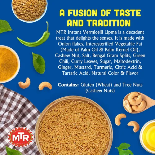 Miniatura 3 de MTR Seviyan Vermicelli Upma de 3 minutos - Mezcla lista para cocinar, auténtica comida india en solo 3 minutos, 100% vegetariana, sin conservantes