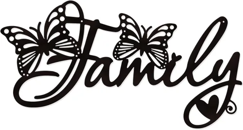 SUPERDANT Arte de pared de metal para decoración del hogar, decoración de pared de mariposa familiar, placas colgantes de pared, adornos de hierro