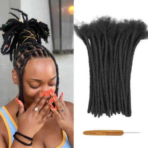 Miniatura 18 de Extensiones de cabello humano con 10 hebras de 6 pulgadas, 100 % hechas a mano, extensiones permanentes de rastas para mujeres y hombres, se pueden