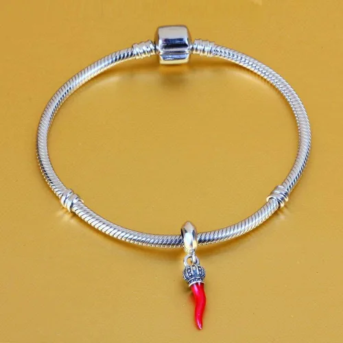Miniatura 2 de Dije colgante de plata de ley 925 con cuerno italiano, bandera de Puerto Rico, cinta de cáncer de sobreviviente, bruja de Halloween, huella de pata