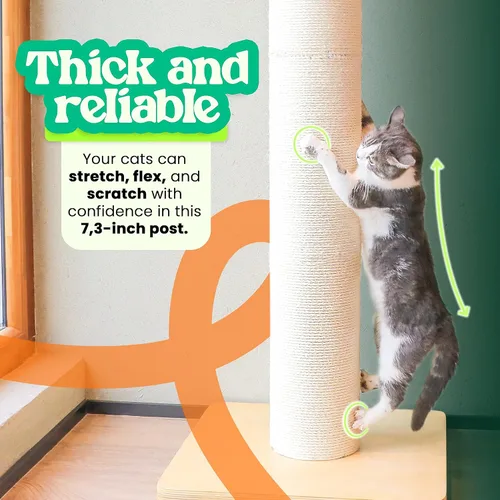 Miniatura 4 de Poste rascador para gatos de 50 pulgadas de alto, poste rascador extragrande para gatos más grandes (maine coon), poste de 7.3 pulgadas de grosor