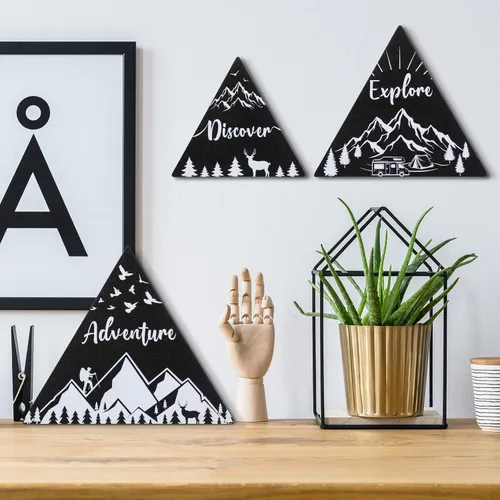 Miniatura 6 de Jetec Letrero de madera de montaña de 3 tamaños para cabaña, decoración de pared de montaña rústica, letrero de decoración de cabina de campamento