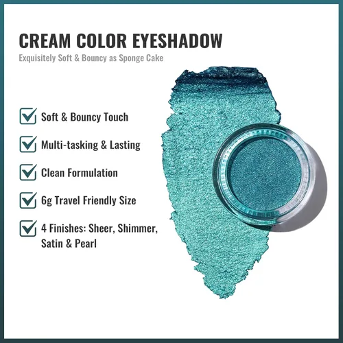 Miniatura 3 de Oulac Sombra de ojos verde con brillo verde turquesa, sombra de ojos altamente pigmentada, impermeable y de larga duración para mujeres con fórmula