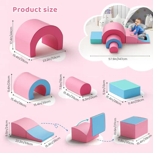 Miniatura 7 de Lischwert - Juego de bloques de espuma para escalar, juguetes blandos para escalar para niños pequeños, juego de 5 piezas para gatear y escalar