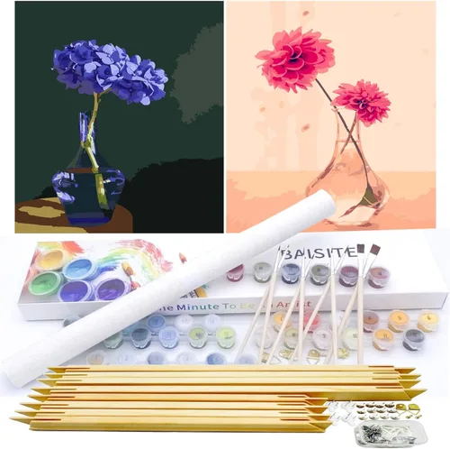 Miniatura 40 de BAISITE Kit de pintura por números para adultos principiantes, 12 pulgadas de ancho x 16 pulgadas de largo, paquete de 2 lienzos para kits