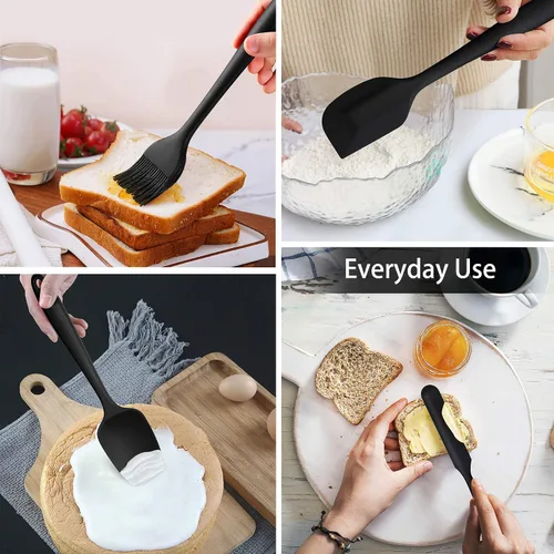 Miniatura 4 de LIANYU Juego de utensilios de cocina de 15 piezas con soporte, herramientas de cocina de silicona, mango de acero inoxidable, espátula ranurada