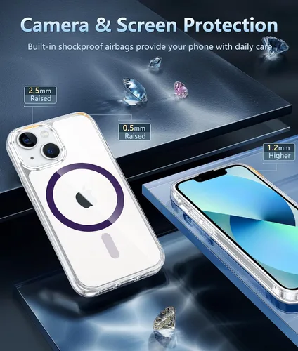 Miniatura 120 de FNTCASE Funda para iPhone 13 Pro-Max: Fundas magnéticas transparentes compatibles con Magsafe Slim anti amarillamiento protección contra caídas