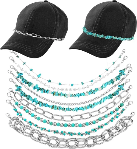 Miniatura 14 de Geyoga 9 unidades de cadenas para sombrero de camionero, dijes de sombrero de camionero para mujeres y hombres, decoración de billetes, cadena