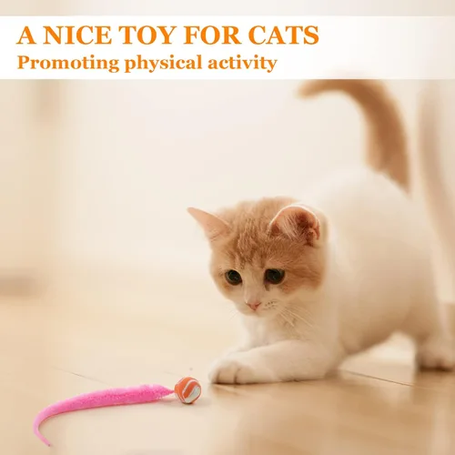 Miniatura 2 de SHENGSEN Pelota que Rebota con Cola Juguetes para Gatos-5 Paquetes, Gusano Mágico con Juguete de Pelota Grande y Colorida para Gatos, Pelotas que
