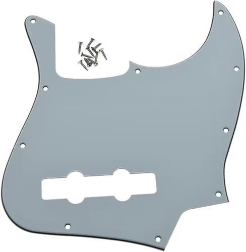 Miniatura 7 de KAISH 4 String J Bass Style Pickguard Bass Pick Guard Scratch Plate para USA/México Jazz J Bass Negro/Blanco Grid