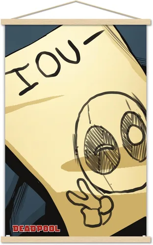 Miniatura 15 de Trends International Marvel Comics Deadpool - Póster de pared IOU, 14.725 x 22.375 pulgadas, versión enmarcada de madera de granero
