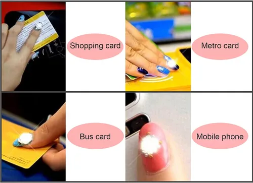 Miniatura 6 de NFC - Adhesivos para uñas, 7 unidades de calcomanías LED brillantes, material ABS, estilo moderno, color amarillo
