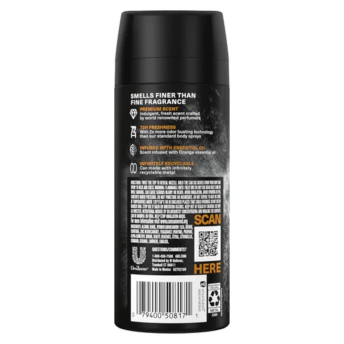 Miniatura 2 de AXE Fine Fragrance Collection - Aerosol corporal de alta calidad, vainilla negra con naranja + sándalo con protección contra olores 72H, sin