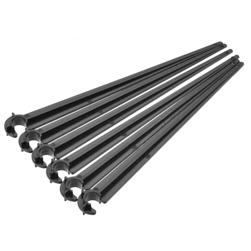 MECCANIXITY Estacas de soporte de riego por goteo de 4.331 in de longitud de plástico PP negro para manguera de tubo de 1/4 pulgadas para