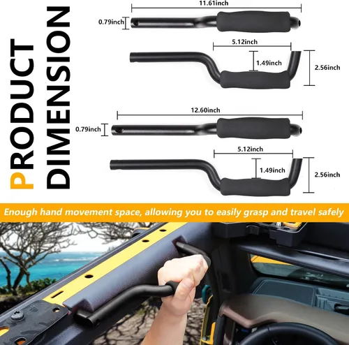 Miniatura 9 de Asas de aluminio para Ford Bronco de 4 puertas de tamaño completo para asiento delantero y trasero trasero 2021 2022 2023 2024 2025 2026, accesorios