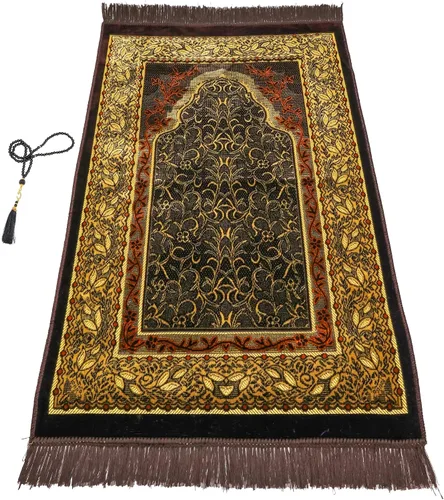 Miniatura 15 de Alfombra de oración – Alfombra turca Janamaz Sajada de felpa suave para hombres y mujeres, alfombrilla de oración lisa y sólida, regalo de Ramadán