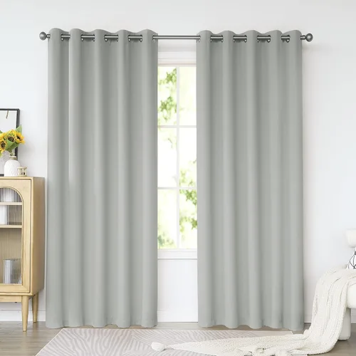 Miniatura 38 de KEQIAOSUOCAI Cortinas rosa bebé de 63 pulgadas para habitación de niñas - Con aislamiento térmico que oscurece la habitación, cortinas de ventana