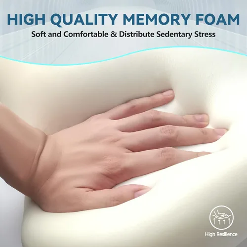 Miniatura 3 de Juego de cojín de asiento y almohada de apoyo lumbar para silla de oficina, almohada ergonómica para aliviar el dolor de ciática, almohada de apoyo