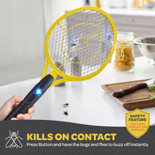 Miniatura 3 de Matamoscas Eléctrico [Juego de 2] Raqueta Matamoscas de Mano para Interiores/Exteriores - Matamoscas de 4000 Voltios - Matamoscas Instantáneo
