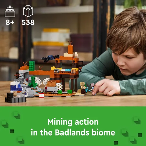 Miniatura 2 de LEGO Minecraft The Badlands Mineshaft Juguete de Videojuego, Set de Exploración Minera con Minifiguras de Minecraft, Regalo de Cumpleaños para Niños