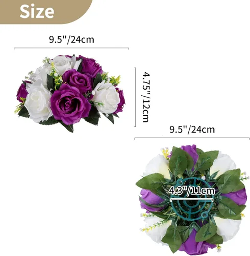 Miniatura 6 de NUPTIO Centros de mesa de flores para mesas de boda: 10 piezas de arreglo de bolas de flores artificiales moradas y blancas para fiesta de Navidad