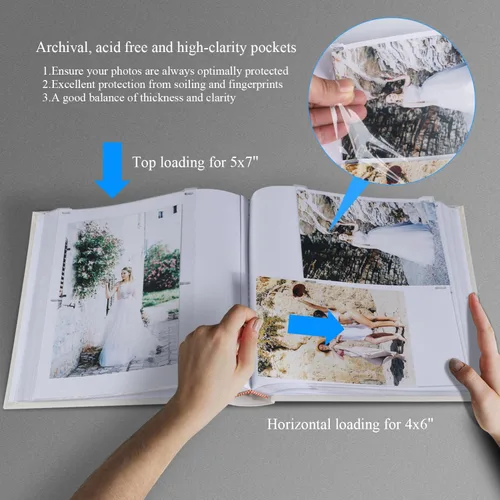 Miniatura 2 de 1DOT2 Álbum de fotos con espacio de escritura, 50 páginas, fotos de 4 x 6 pulgadas, capacidad para 200 o 5 x 7 pulgadas, tapa de lino, álbumes