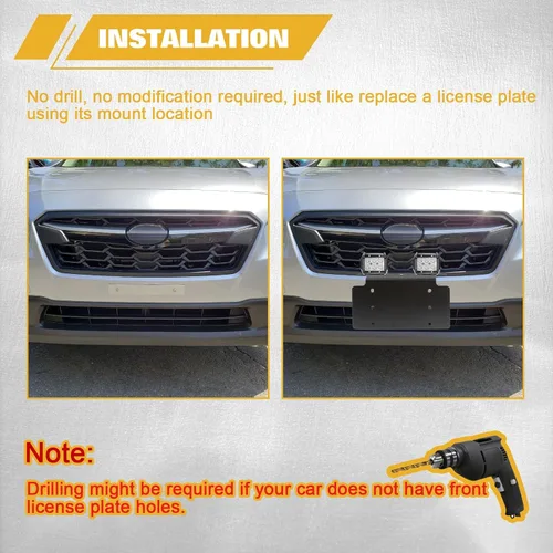 Miniatura 6 de Xotic Tech - Soporte de montaje para placa de matrícula para parachoques delantero de auto, barra de luz LED todoterreno, compatible con la mayoría