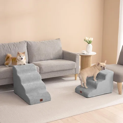 Miniatura 8 de EHEYCIGA Escaleras curvas para perros para camas altas de 50 cm de altura, 4 escalones para perros pequeños y gatos, escaleras para mascotas