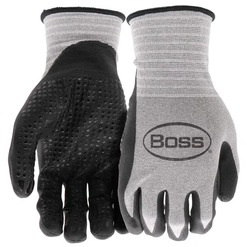 BOSS Agarre táctil para hombre con palma recubierta de nitrilo y guantes de trabajo con carcasa de nailon, palma punteada, alta destreza, resistente
