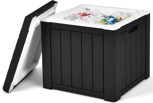 Giantex Enfriador 4 en 1 de 10 galones, baúl portátil con mango integrado, enfriador de hielo multifuncional, mesa auxiliar de cóctel, mesa de bar