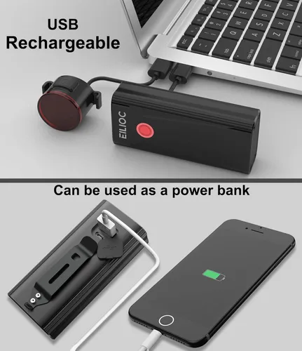 Miniatura 4 de Luces de bicicleta para conducción nocturna, luz de bicicleta de 6400 mAh delantera y trasera recargable por USB, juego de luces traseras y faros