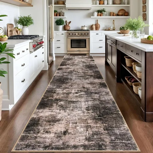 Miniatura 238 de IOHOUZE Alfombra abstracta lavable de 3 x 12 pies para pasillos, antideslizante para cocina, camino de entrada de lana sintética para interiores