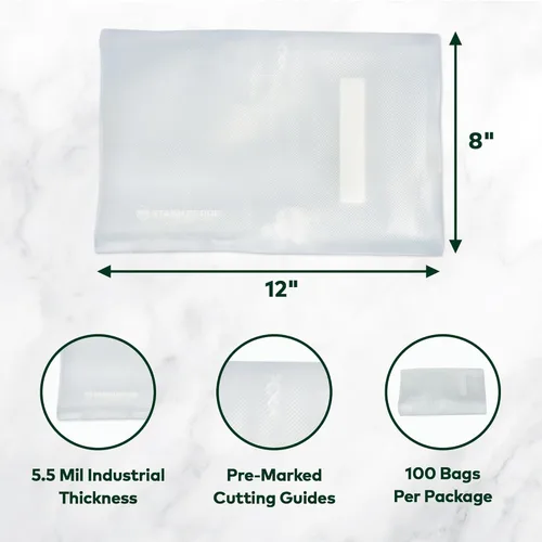 Miniatura 4 de Bolsas de sellado al vacío de 8 x 12 pulgadas (100 unidades) de 5.5 mil (transparentes y transparentes), sin BPA, de grado comercial