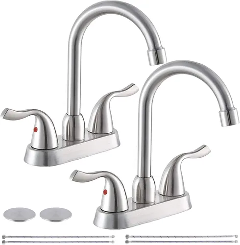 Miniatura 12 de Grifo de lavabo de baño de oro cepillado, grifo de baño de cascada de 3 agujeros, grifos de baño de tocador de 2 asas, grifo de baño moderno