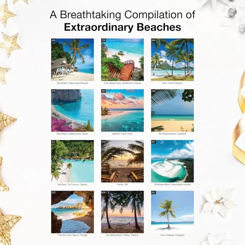 Miniatura 3 de RED EMBER Untamed & Beautiful Beaches - Calendario de pared 2026 de 12 meses 12 x 24 pulgadas abierto Papel grueso y resistente Regalo
