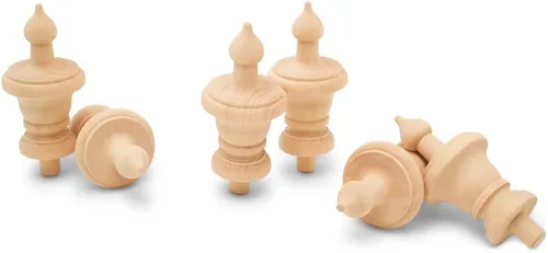 Remates decorativos de madera sin terminar, 3-1/2 pulgadas, para remates de poste de cama, remates de barra de cortina, decoración de asta de
