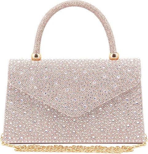 Naimo Bolso de mano de cristal brillante con asa superior bolso de hombro cruzado para boda fiesta novia